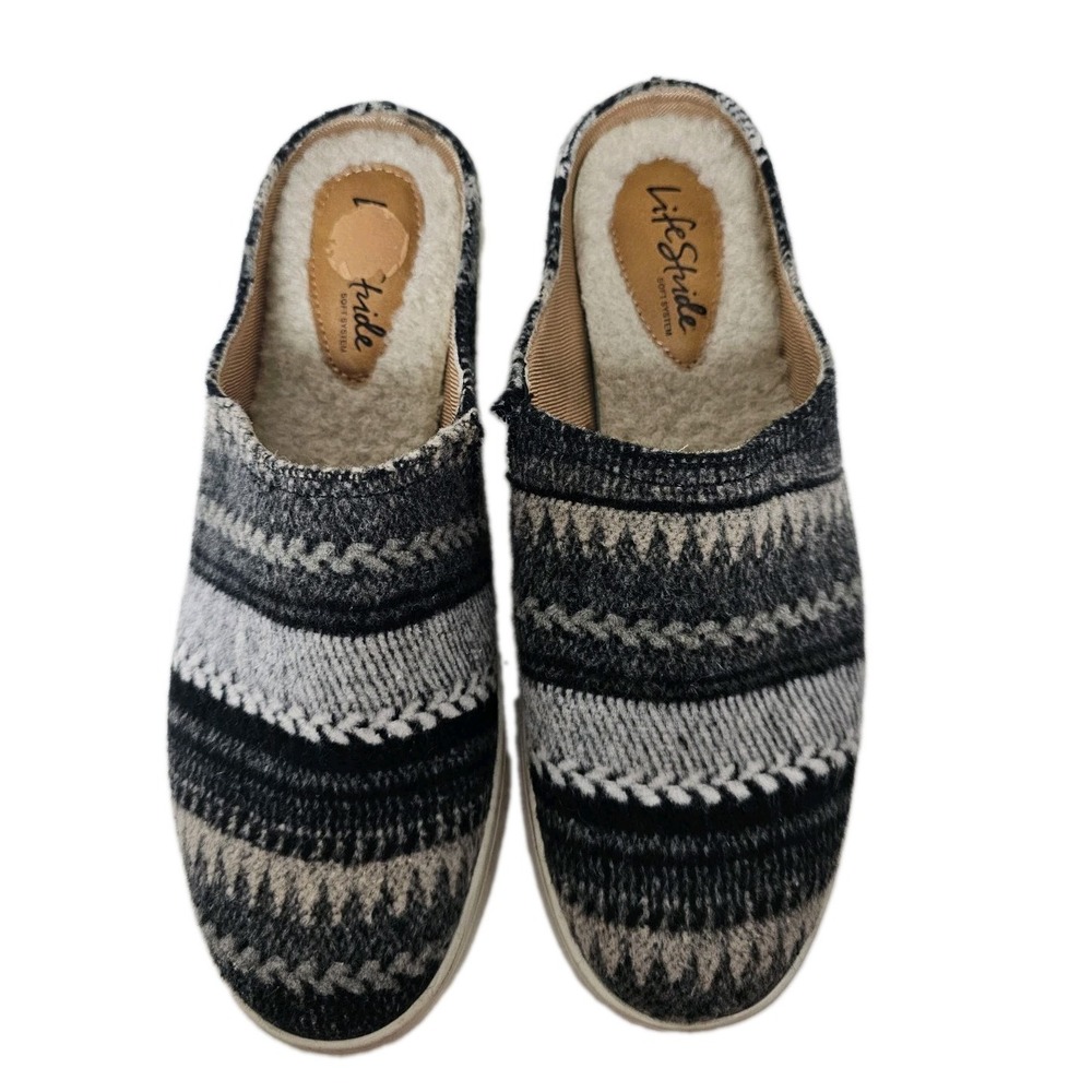 Women's LifeStride Nomad Mules Casual Shoes‎ Slip-On Multi Stripe Size 8.5M